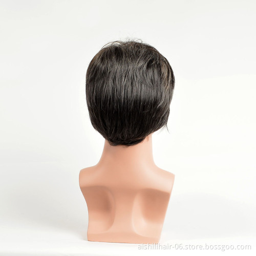 wholesale cheap heat resistant wigs for man short back synthetic hair wig